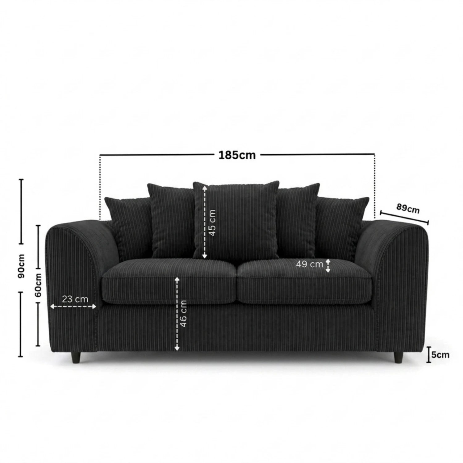 3 seater black