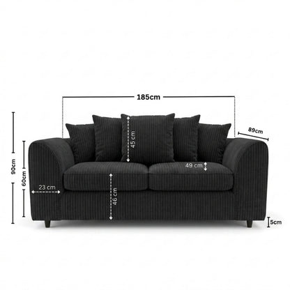 3 seater black