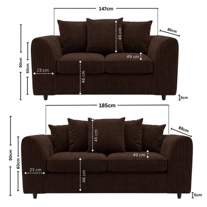 3 + 2 seater Chocolate Brown