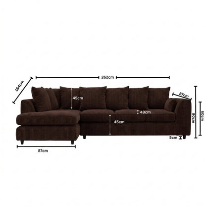 XL Right Hand Facing chocolate brown