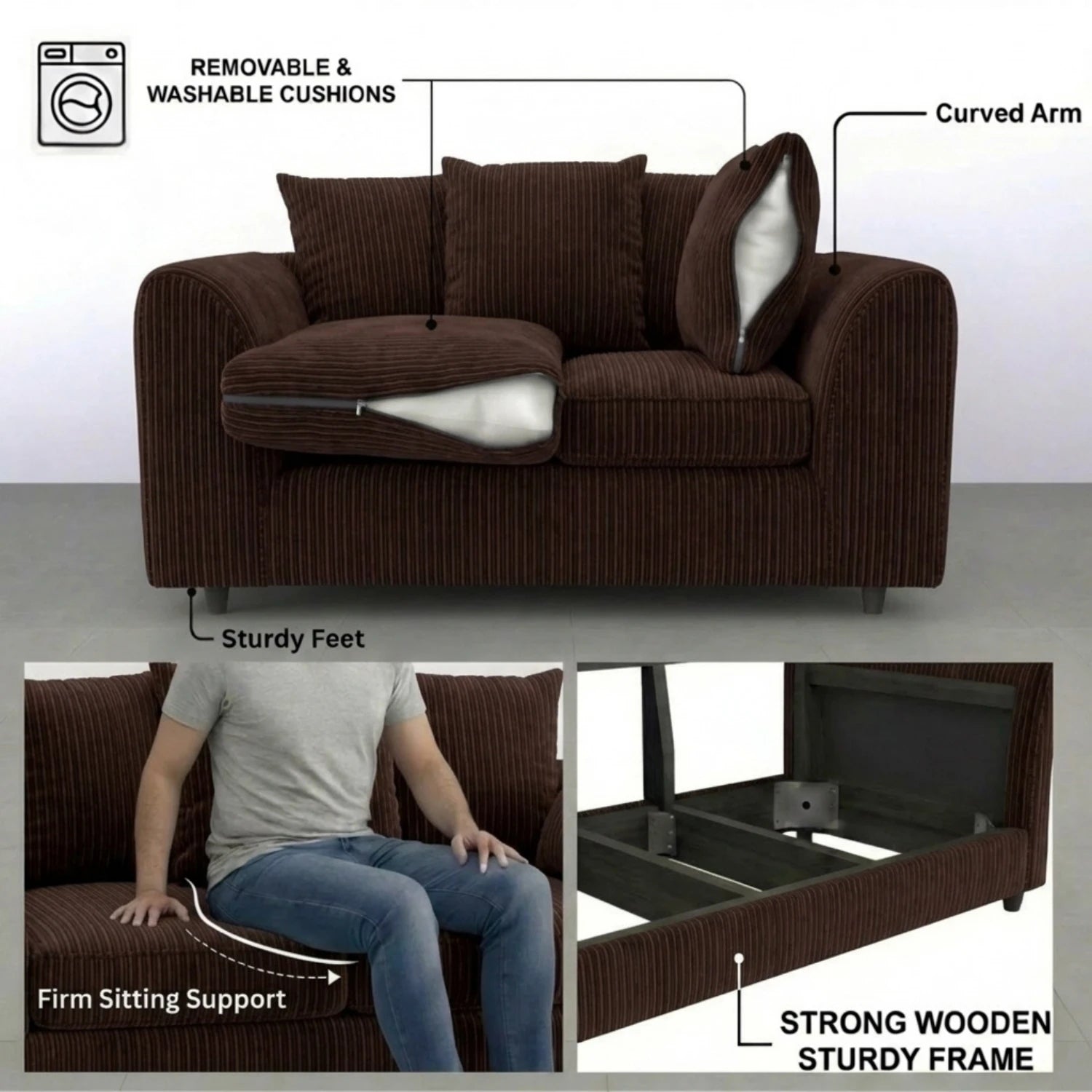 2 seater Chocolate Brown