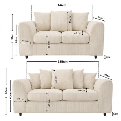 3 + 2 seater cream