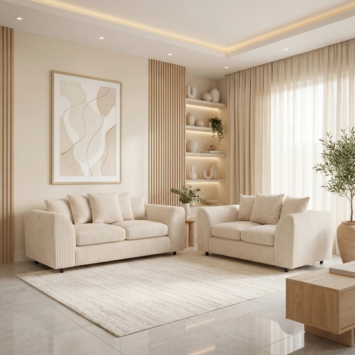 3 + 2 seater cream