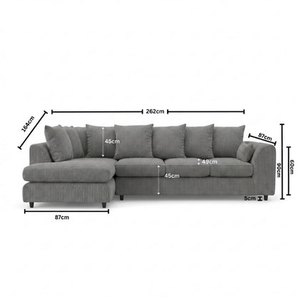 XL Left Hand Facing Charcoal Grey