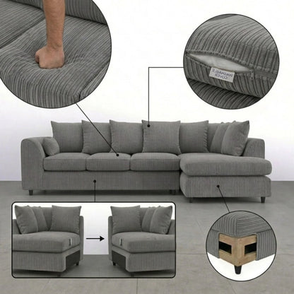 XL Right Hand Facing Charcoal Grey