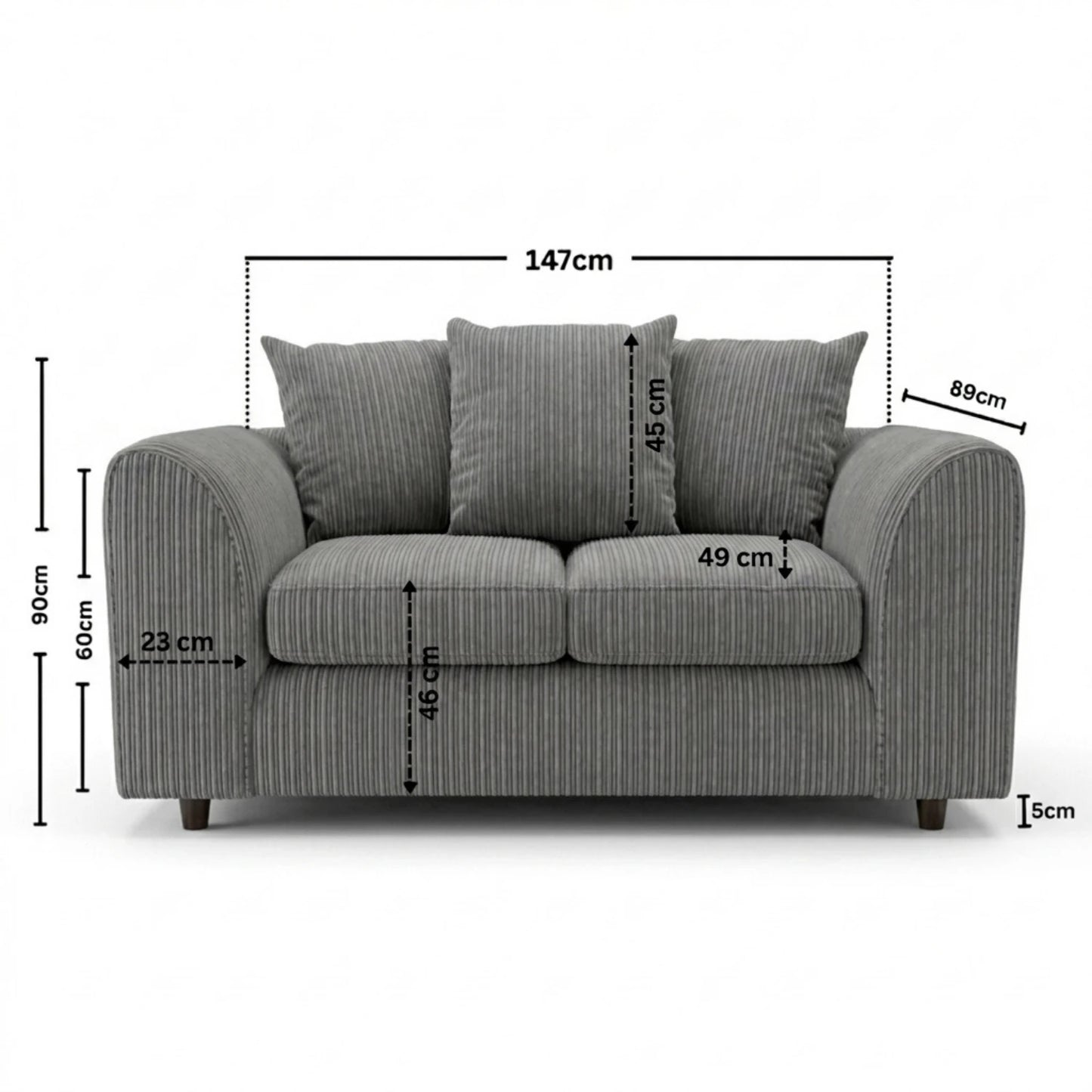 2 seater Charcoal Grey