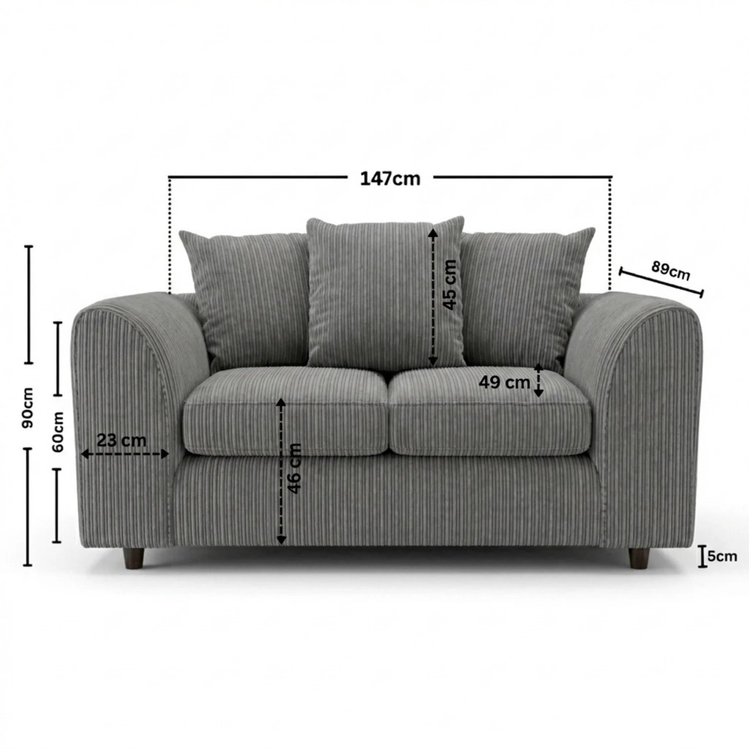 2 seater Charcoal Grey