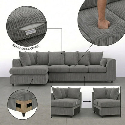 XL Left Hand Facing Charcoal Grey