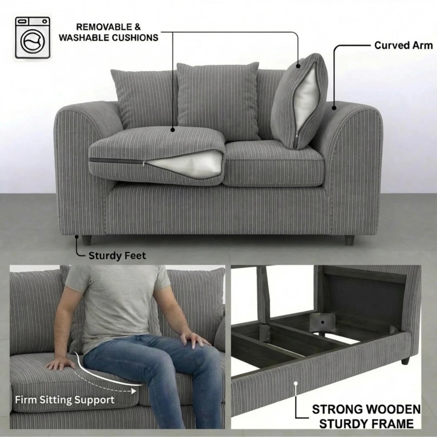 3 seater Charcoal Grey