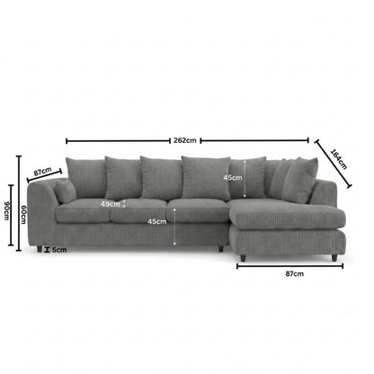 XL Right Hand Facing Charcoal Grey