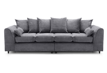 Jumbo Cord Fabric 4 Seater Scatter Back Sofa