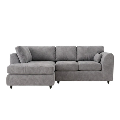 Gamzo Outlet plush velvet L-shape full-back sofa with comfortable seating and modern design, shown in a sleek living room setting.