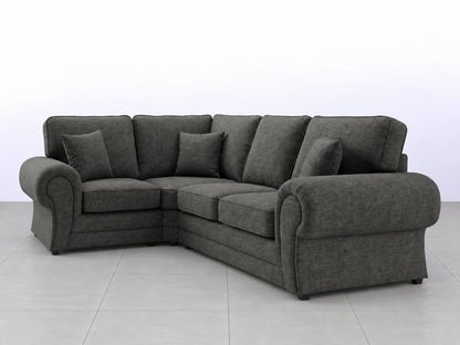 Grey Wilcot fabric L-shape sofa by Gamzo Outlet, shown from the left side with plush cushions and modern design.