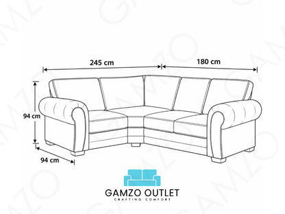 Light grey Verona L-shaped sofa with full back from Gamzo Outlet, shown from the left side in a modern living room setting.