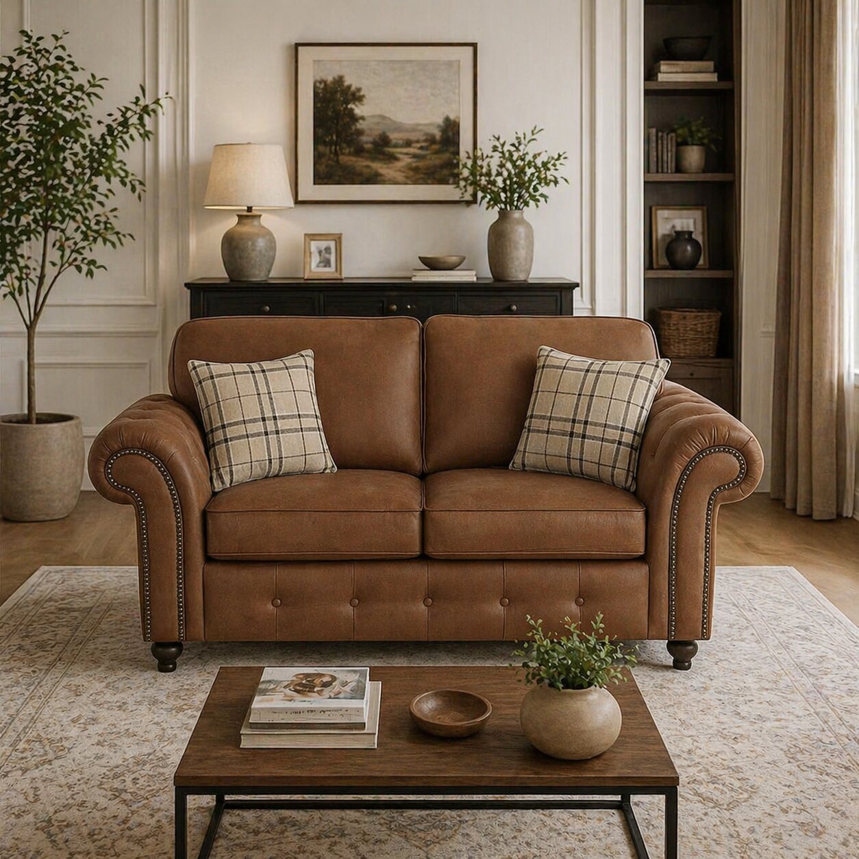 Gamzo Outlet Oakland full back leather sofa with wooden legs, showcasing its plush upholstery and stylish design.