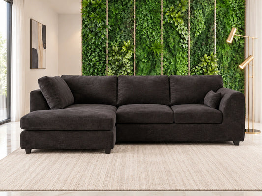 Plush Velvet Full Back L-Shape Sofa
