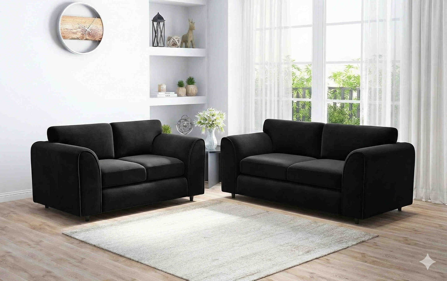 PLUSH FABRIC FULL BACK SOFA SET - Gamzo Outlet