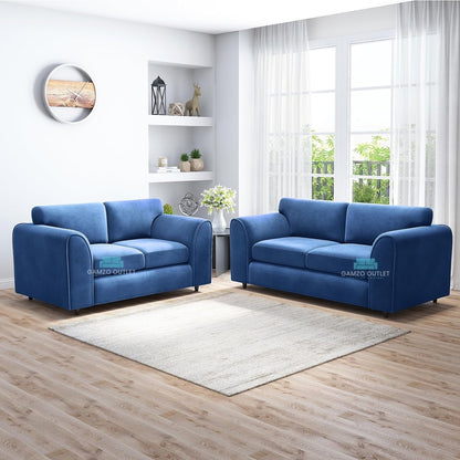 PLUSH FABRIC FULL BACK SOFA SET - Gamzo Outlet