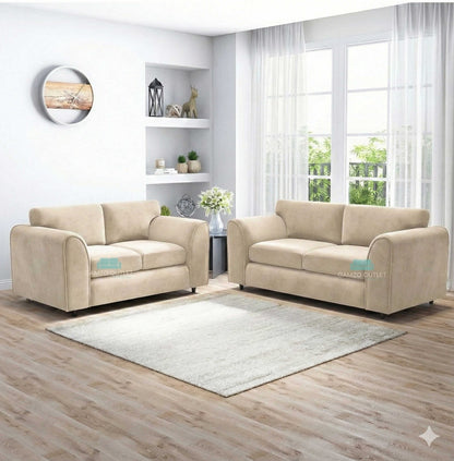 PLUSH FABRIC FULL BACK SOFA SET - Gamzo Outlet