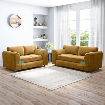 PLUSH FABRIC FULL BACK SOFA SET - Gamzo Outlet