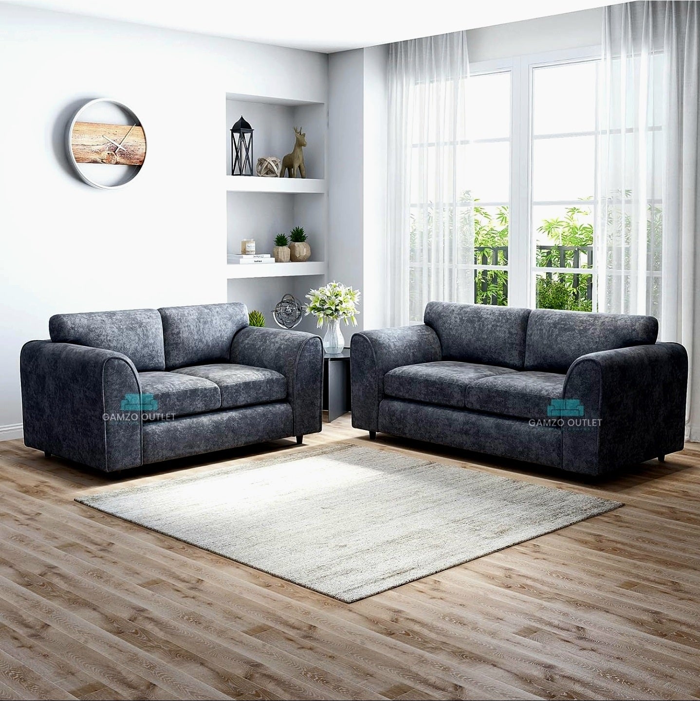ALASKA FABRIC FULL BACK SOFA SET
