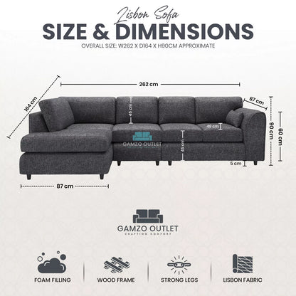 Lisbon Scatter Back XL L Shape Sofa