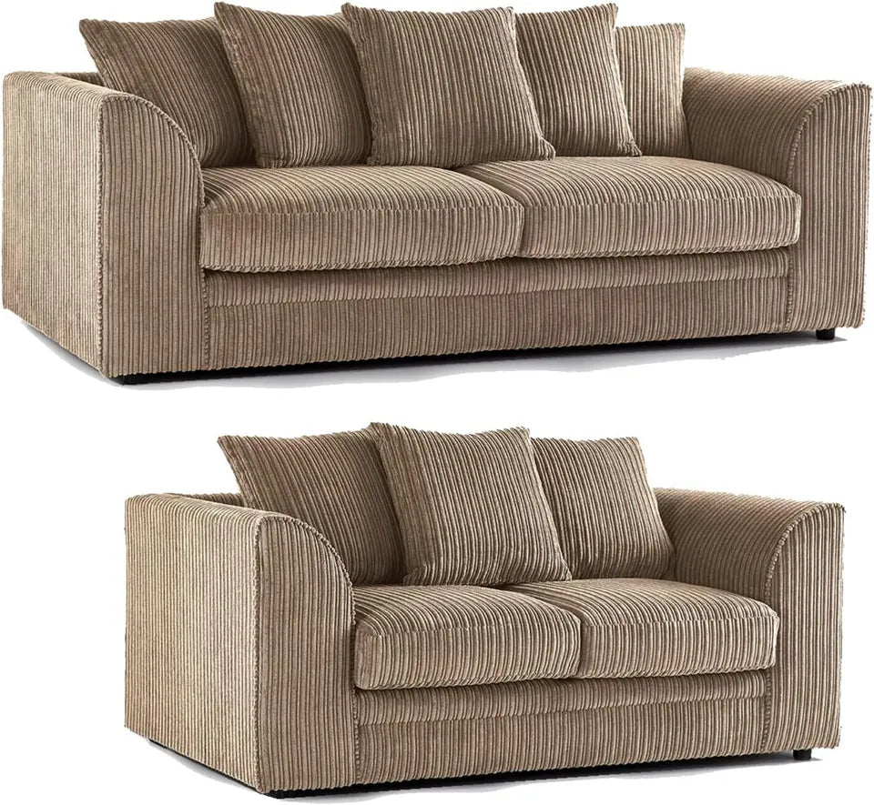 JUMBO CORD FABRIC SCATTER BACK SOFA SET