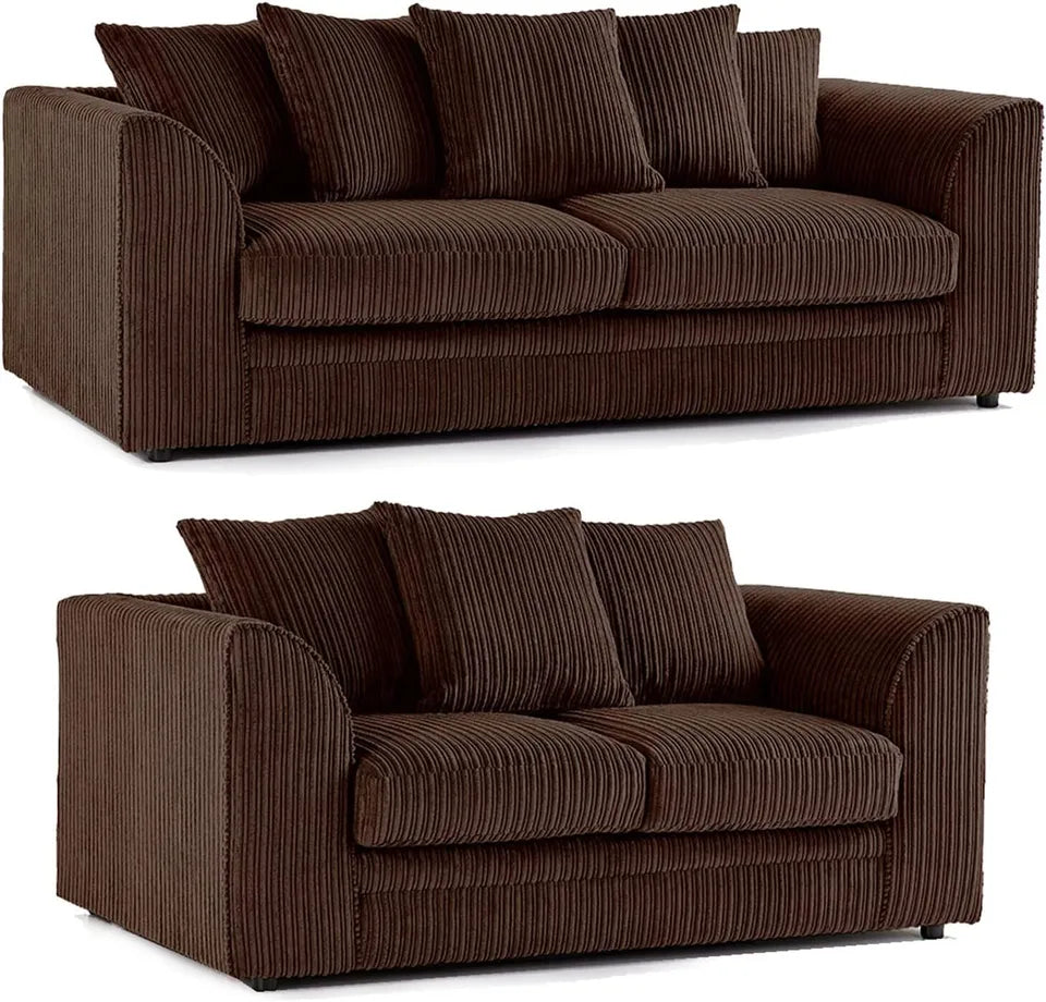 JUMBO CORD FABRIC SCATTER BACK SOFA SET