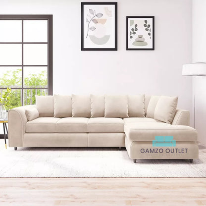 PLUSH VELVET SCATTER BACK XL L SHAPE SOFA
