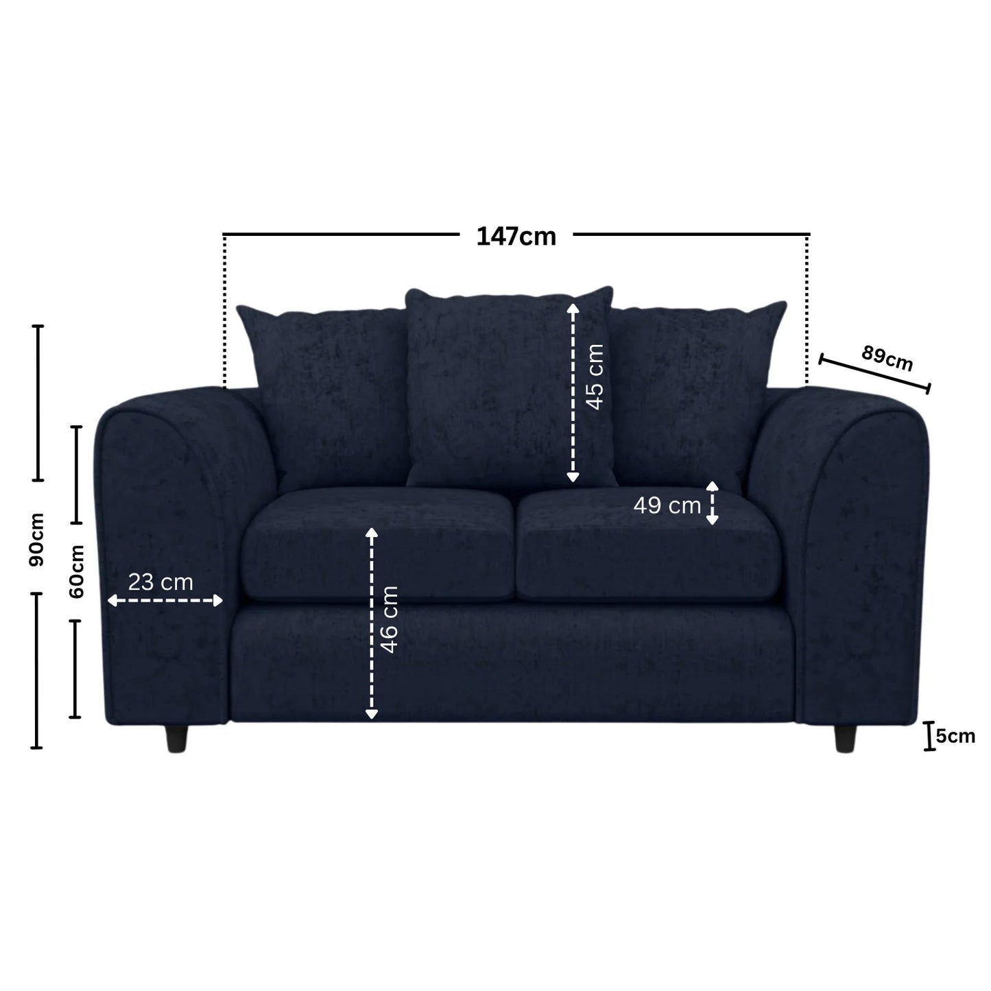 2 Seater Midnight Blue