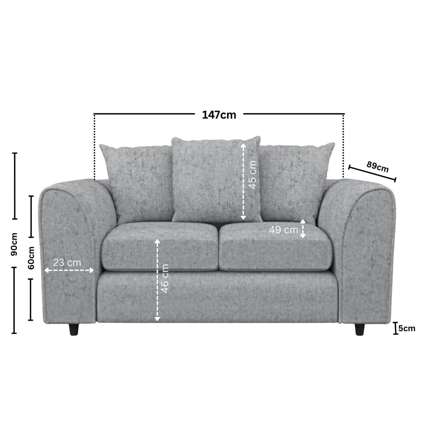 2 Seater Light Grey