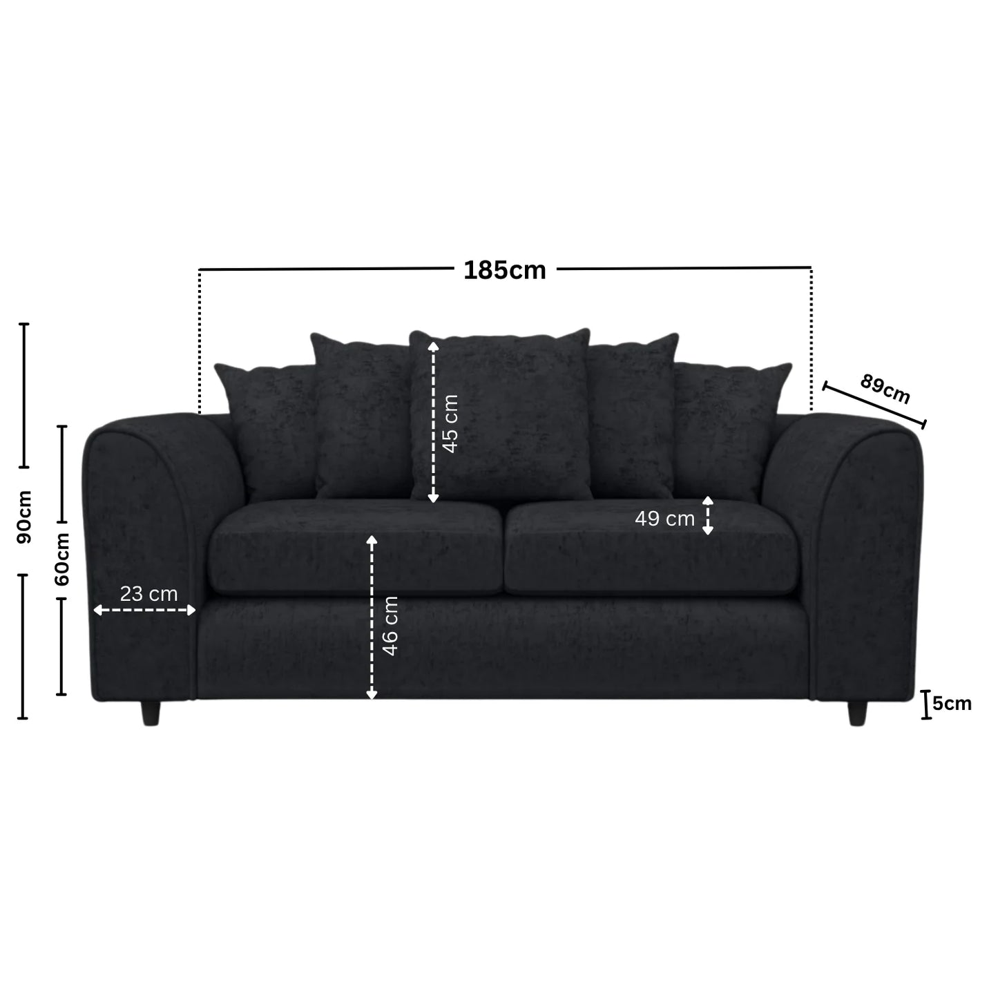 3 Seater Black