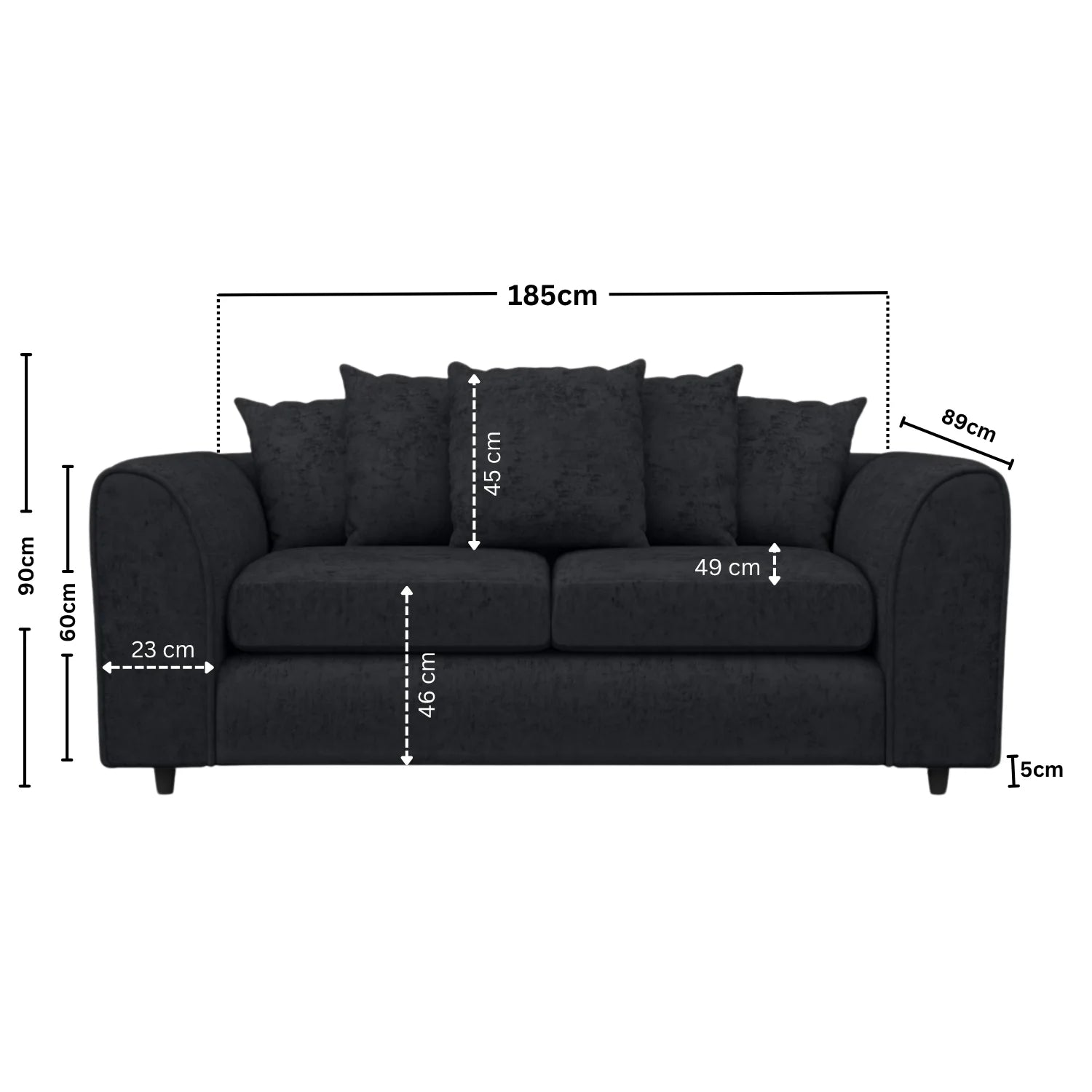 3 Seater Black