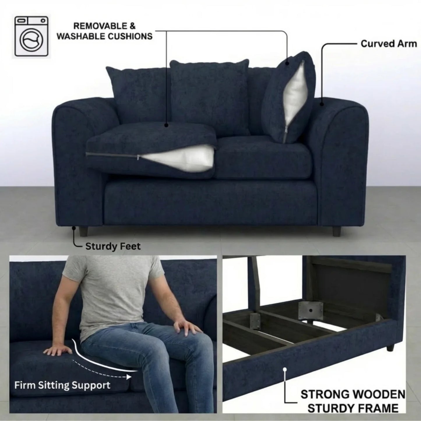 3 Seater midnight blue