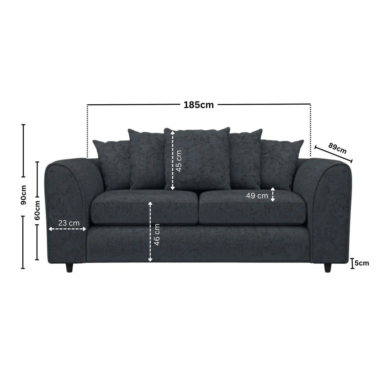 3 Seater dark Grey