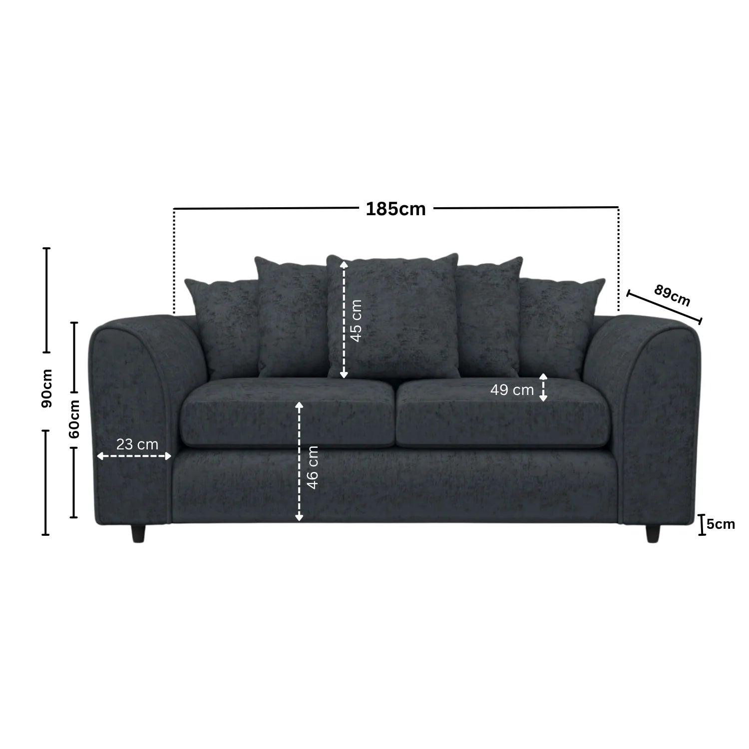 3 Seater dark Grey