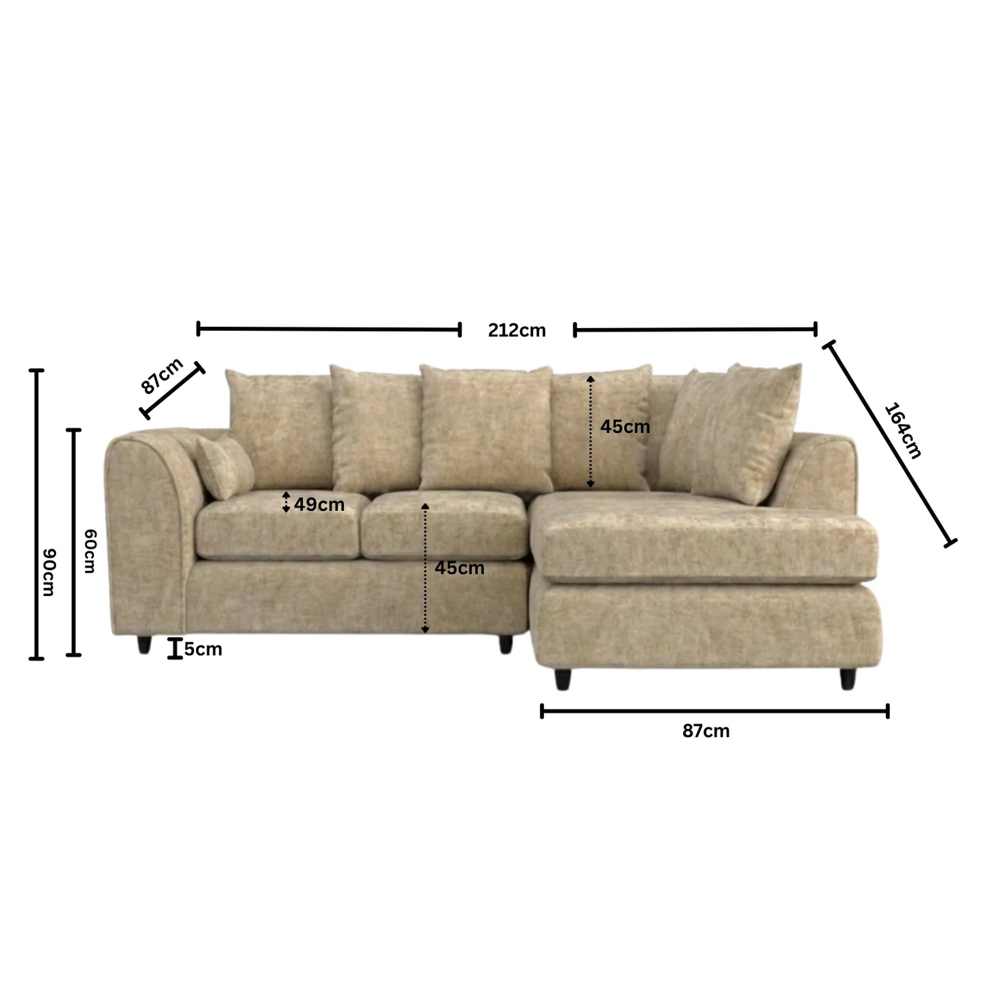 Right Hand Facing Beige