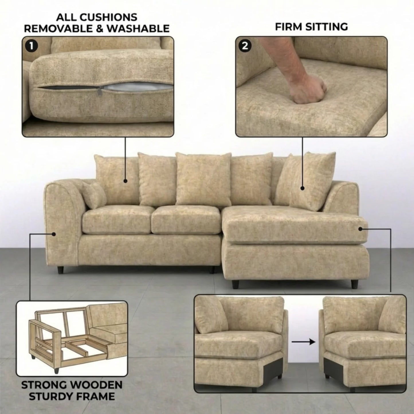 Right Hand Facing Beige