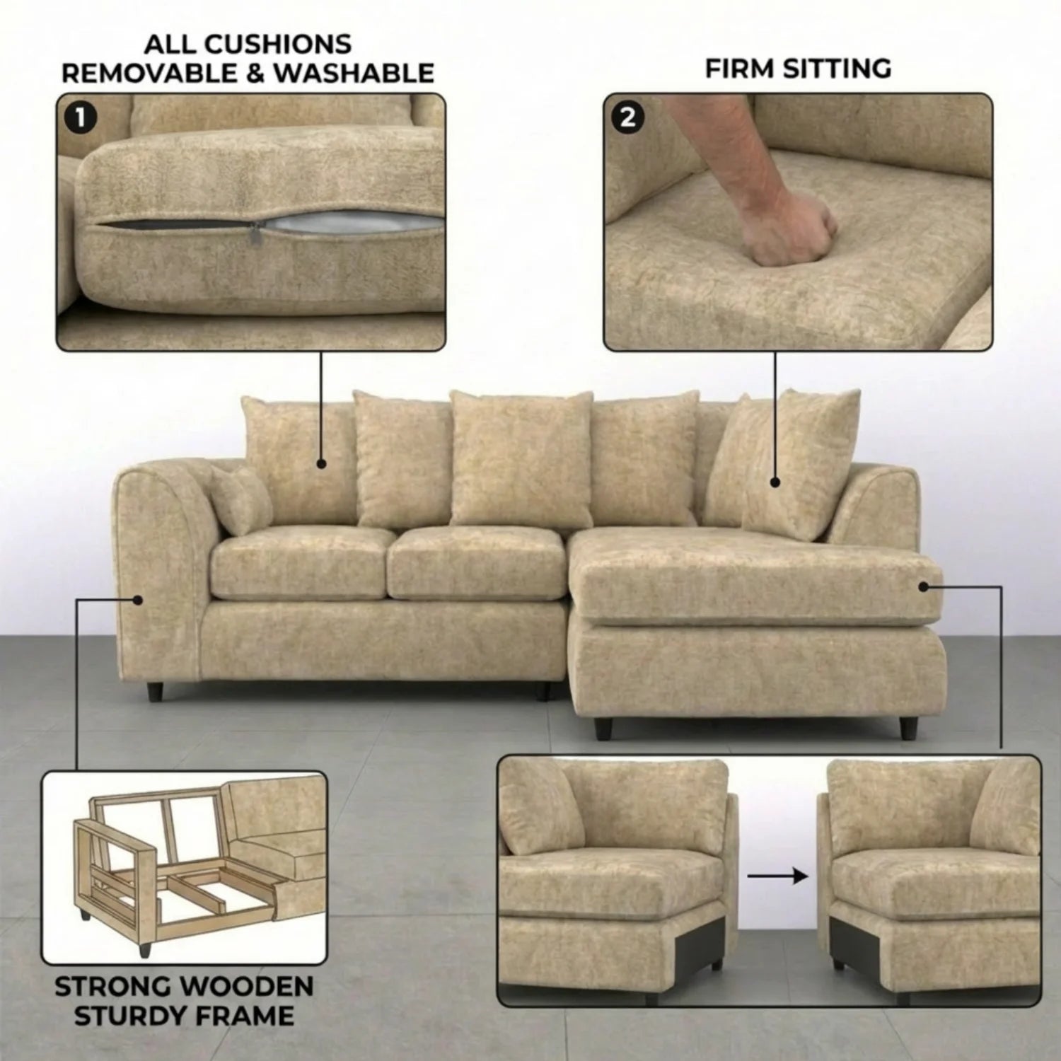 Right Hand Facing Beige