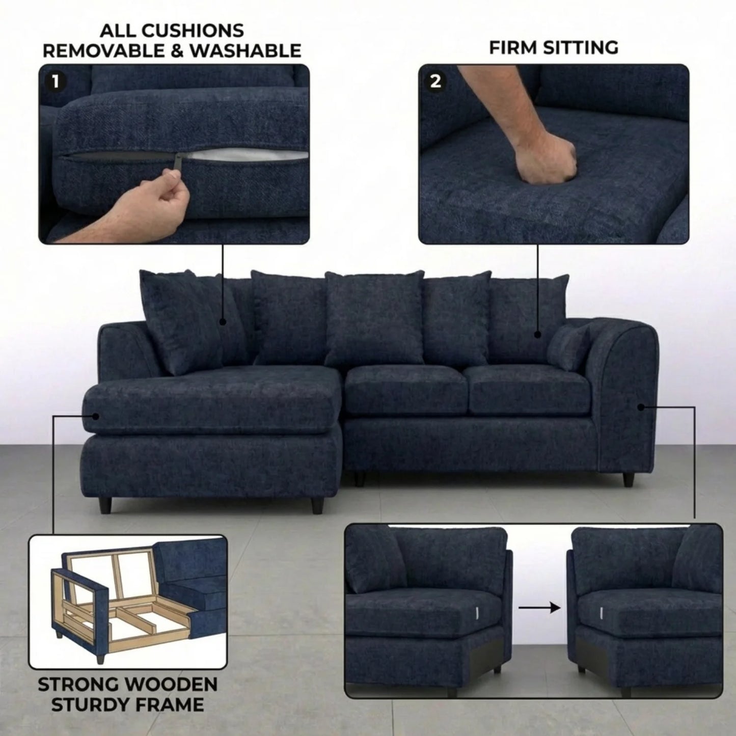 Left Hand Facing Midnight Blue