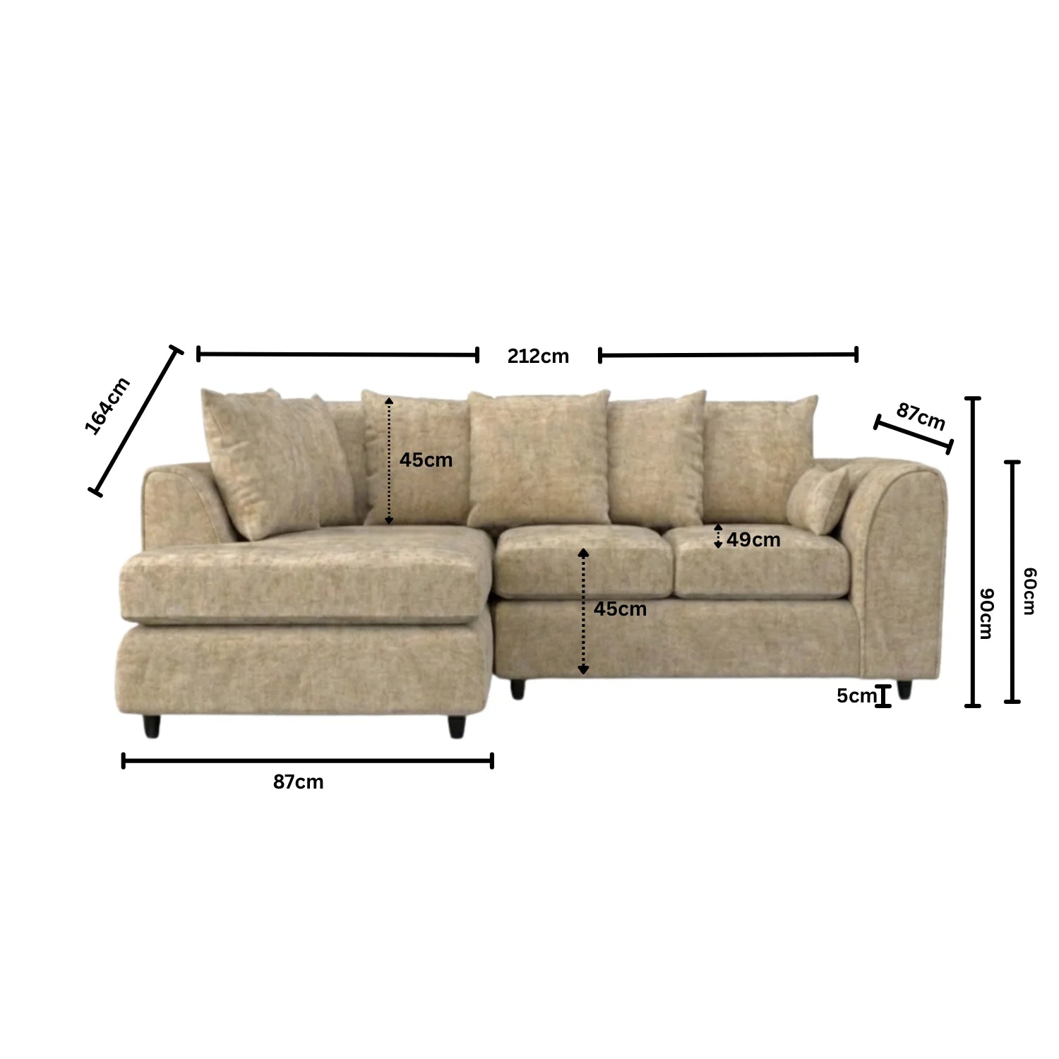 Left Hand Facing Beige