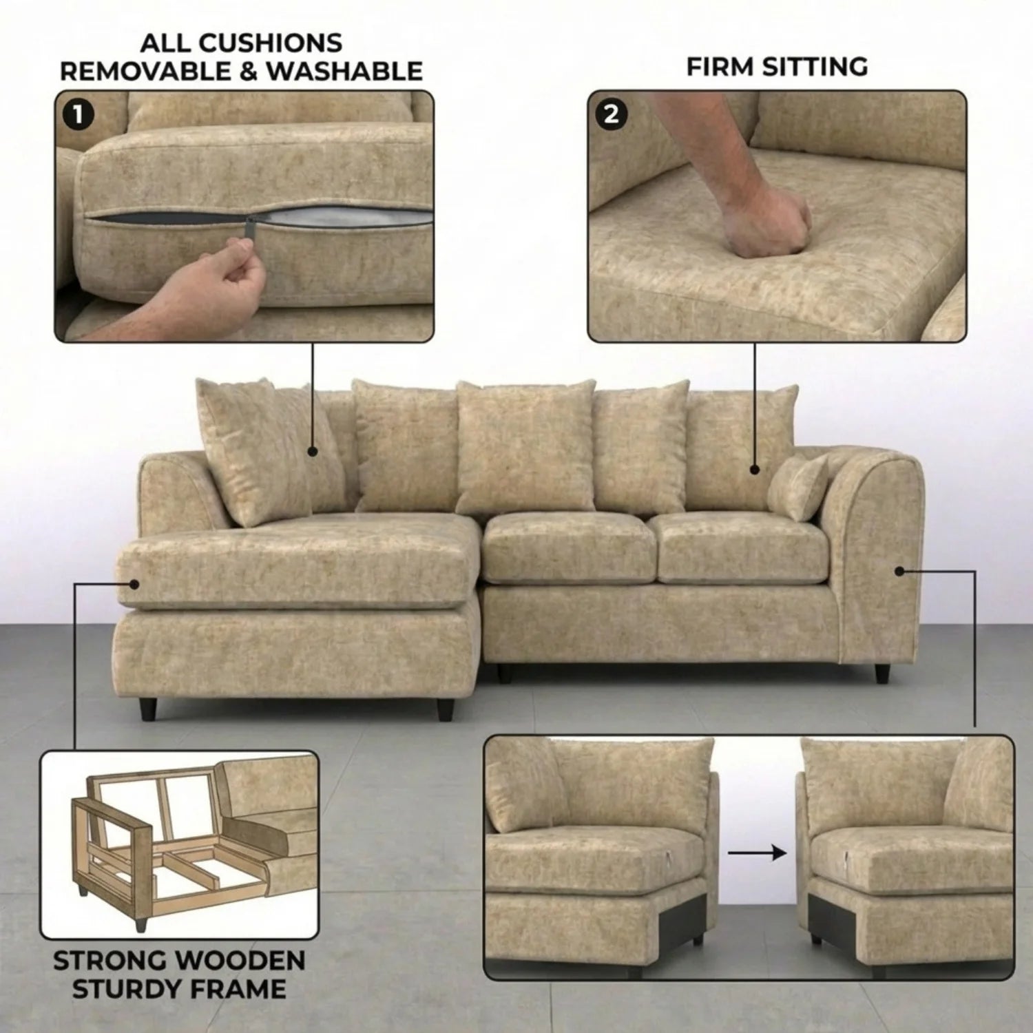 Left Hand Facing Beige