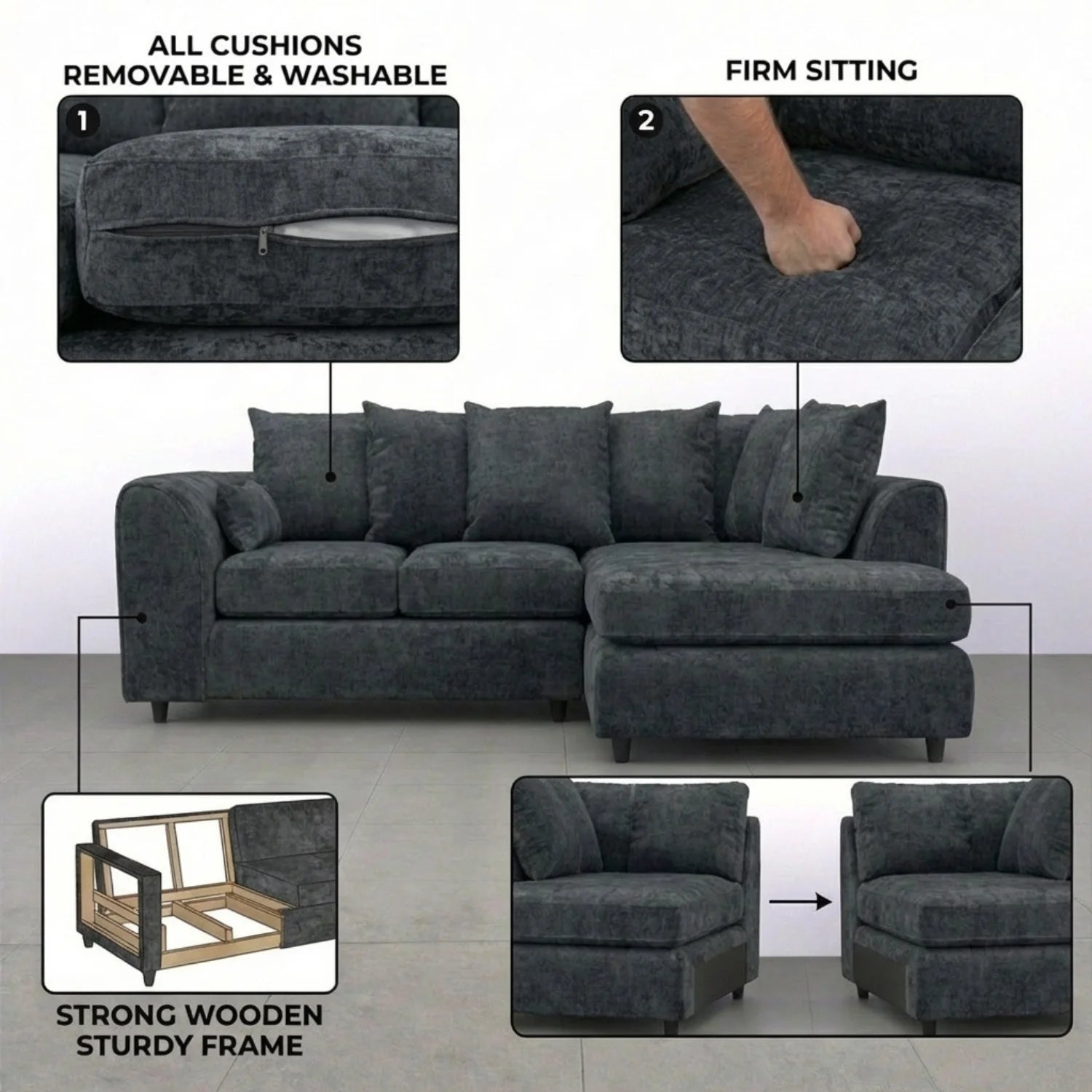 Right Hand Facing Dark Grey