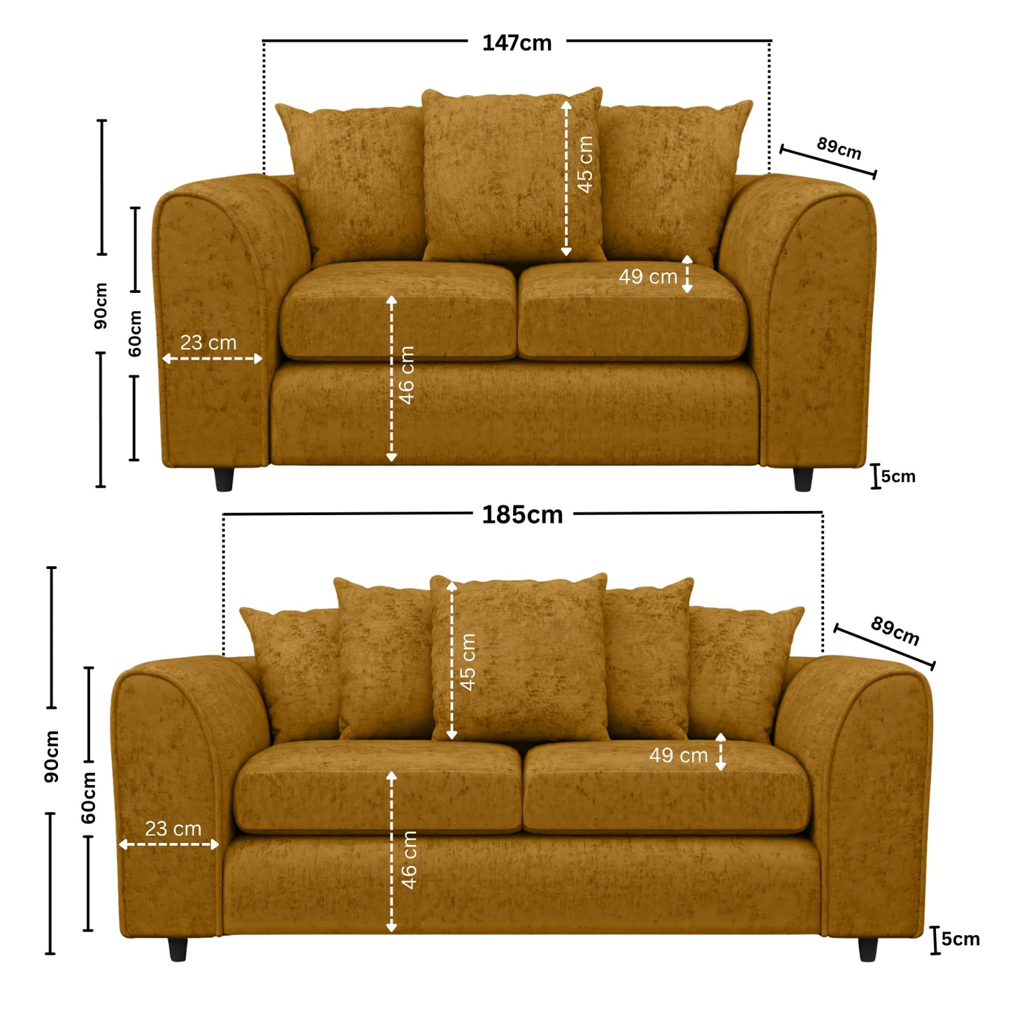 3 + 2 Seater Mustard