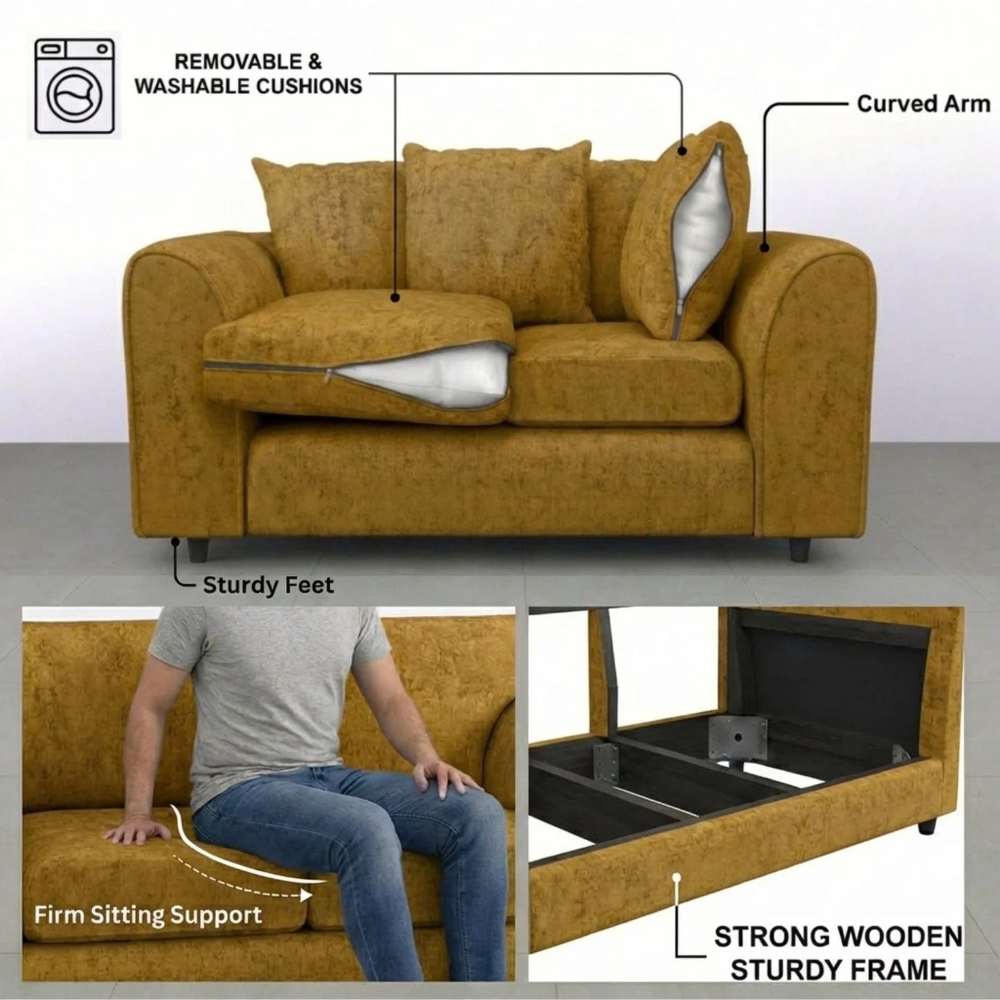 3 + 2 Seater Mustard