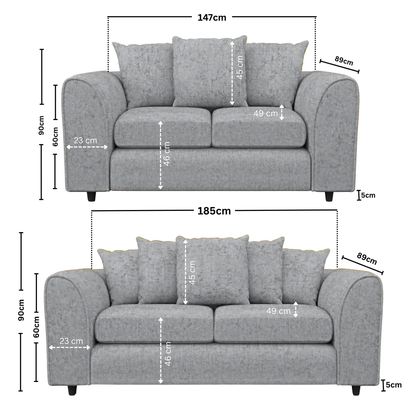 3 + 2 Seater Light Grey