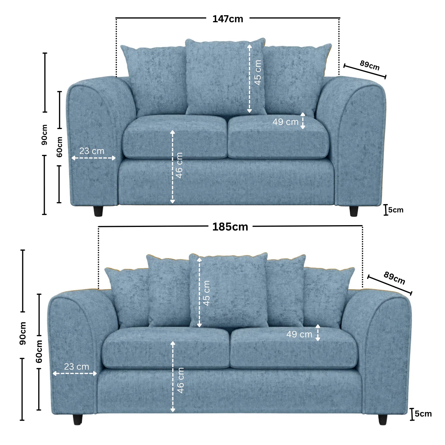 3 + 2 Seater Sky Blue