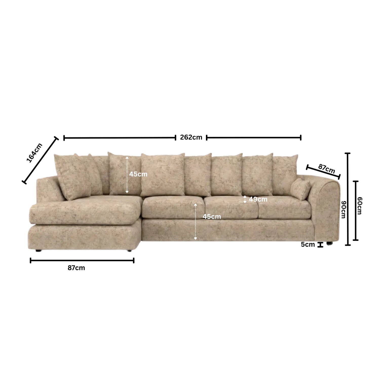 XL Left Hand Facing Beige