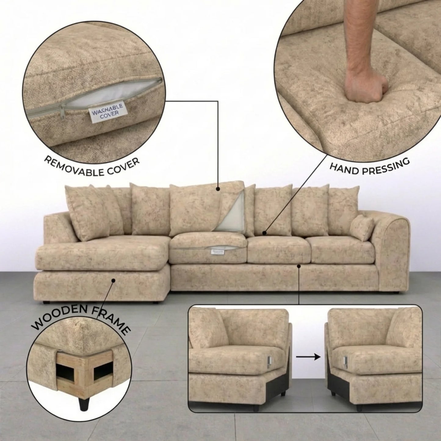 XL Left Hand Facing Beige