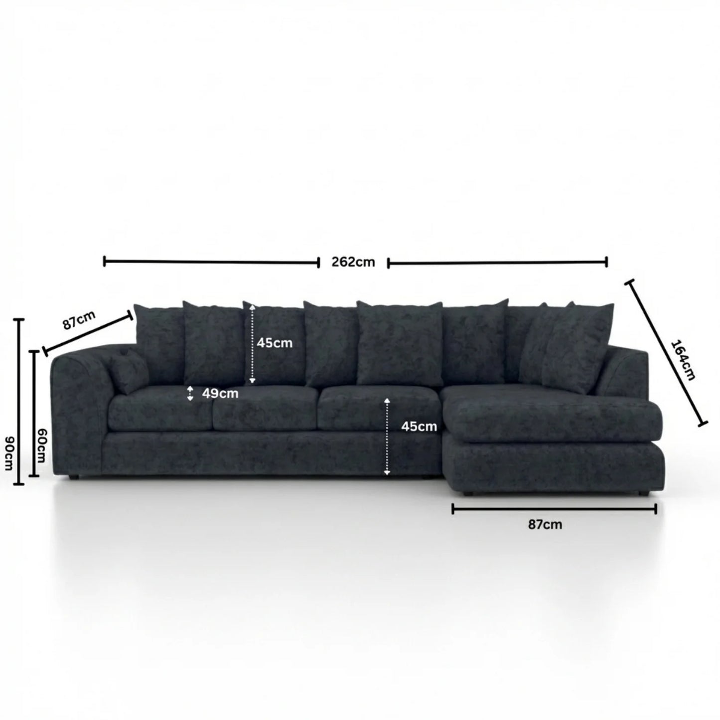 XL Right Hand Facing Dark Grey